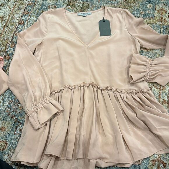 All Saints 'Alia' Satin Long Shirt - Picture 2 of 9